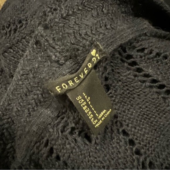 Forever 21 Textured Open Knit Midnight Blue Cardigan - Picture 7 of 7